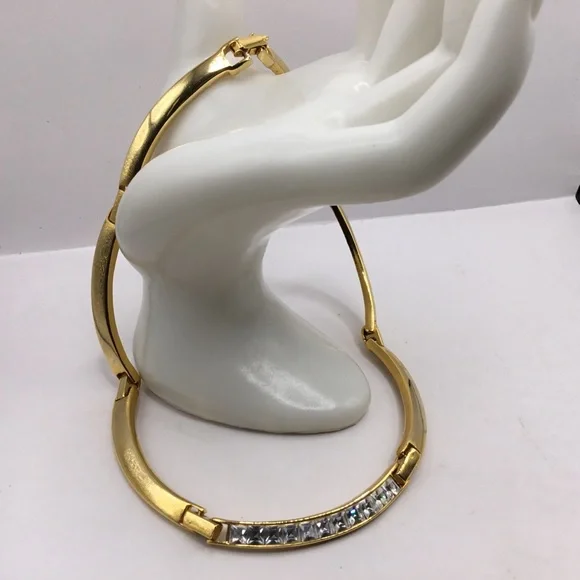 Vintage 70’s Rhinestone Bar Link Collar Necklace - Picture 5 of 6
